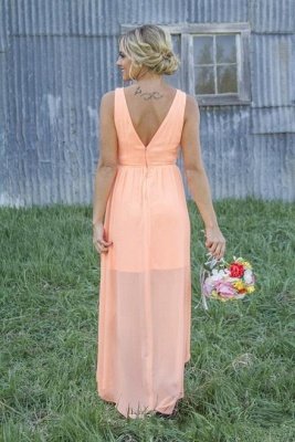 A-Line Mint Chiffon Bridesmaid Dresses Appliques Hi-Lo Prom Dresses_6