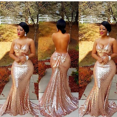 Sexy Sequined Mermaid Open Back Bow Prom Dress | Plus Size Prom Dress_3