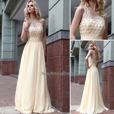 Zipper Jewel A-line Beads Sleeveless Chiffon Newest Prom Dress_3