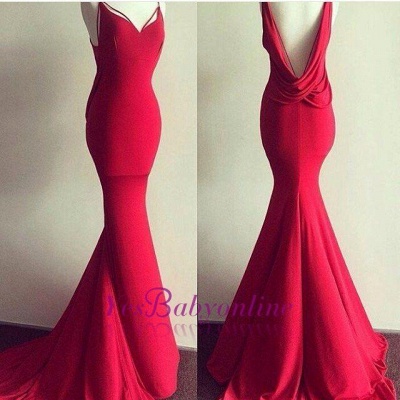 Spaghetti Straps Sexy Mermaid Evening Gowns | Sweetheart Red Long Prom Dresses Under 100_1