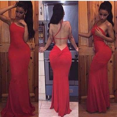 Long Bodycon Sleeveless Sexy Red Spaghetti-Strap Prom Dress BA3794_3