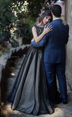 New Arrival Black Lace Prom Dresses Long Custom Made Evening Gowns  YZ032_2