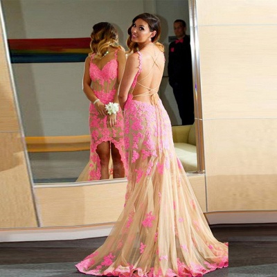 Delicate Lace Appliques Hi-Lo Sweep Train Prom Dress BA8339_3